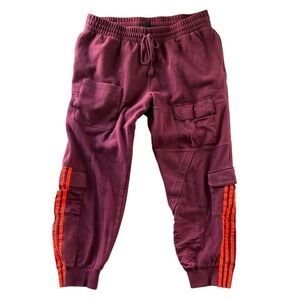 Adidas Ivy Park Maroon Orange Stripe Cargo Sweatpants Joggers XL Womens Maroon